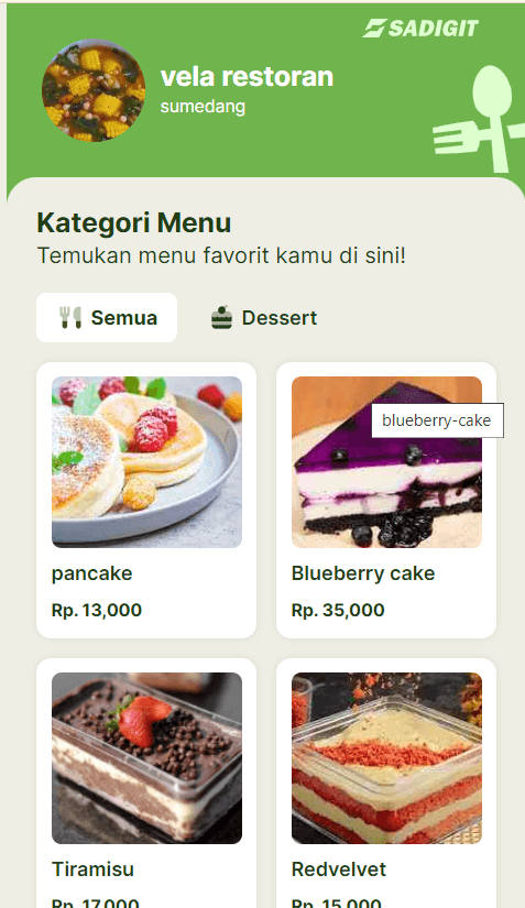 Sadigit Meluncurkan Aplikasi Restoran Daftar Menu Gratis