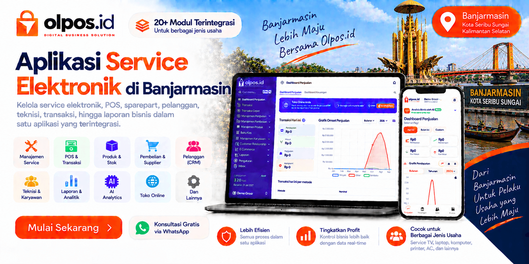 Aplikasi Service Elektronik Profesional di Banjarmasin | Olpos.id