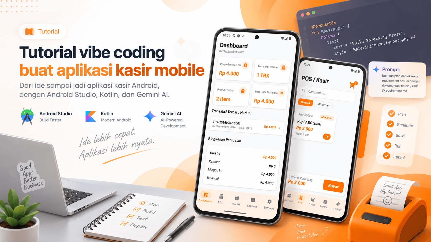 Tutorial vibe coding buat aplikasi kasir mobile dengan prompt sederhana