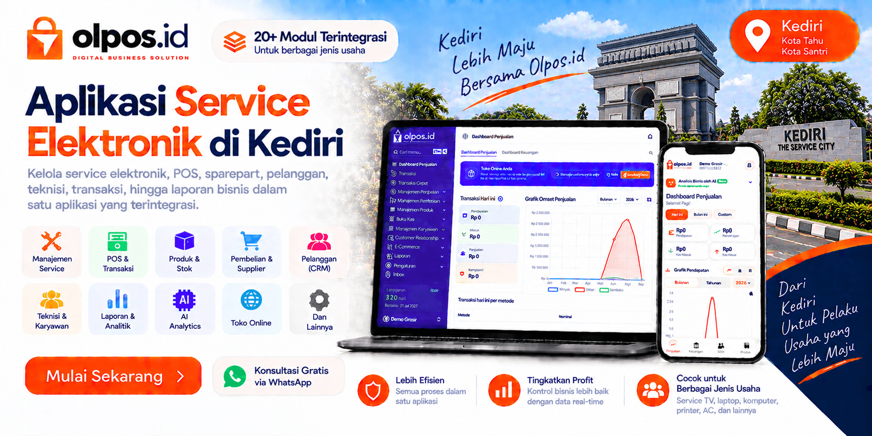 Aplikasi Service Elektronik Profesional di Kediri | Olpos.id