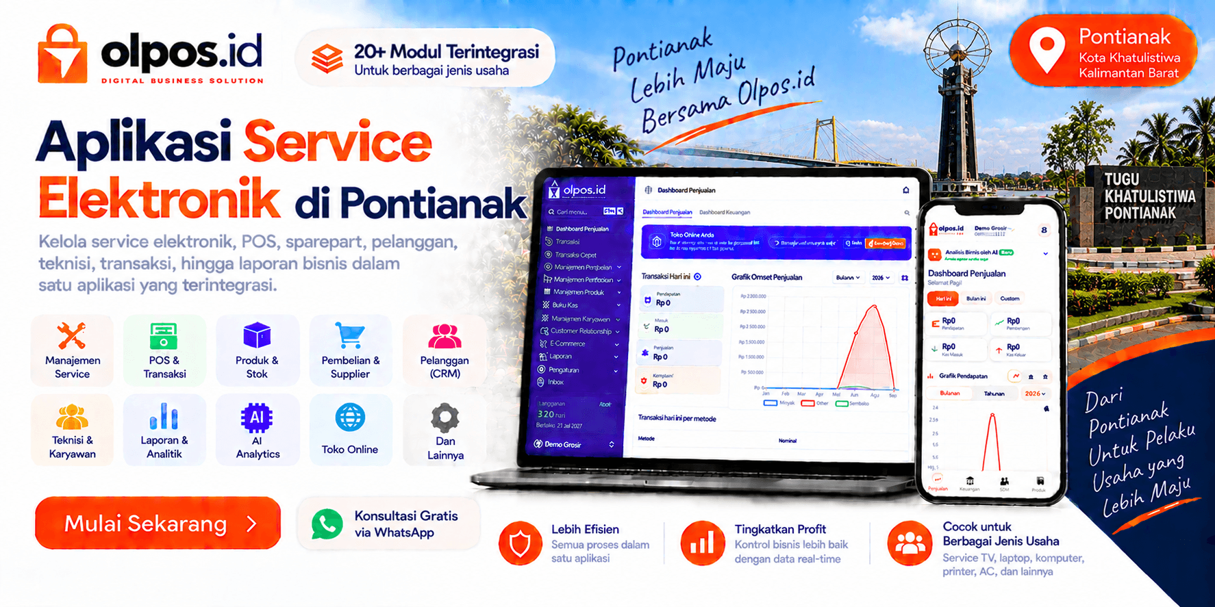 Aplikasi Service Elektronik Profesional di Pontianak | Olpos.id